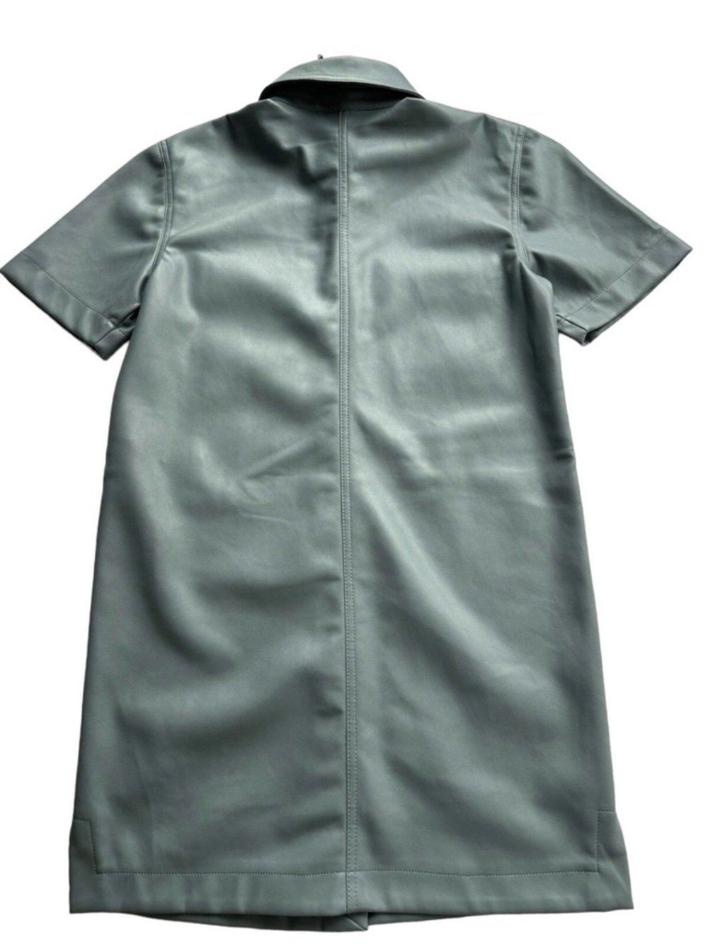 7 For All Mankind Slate Blue Grey Faux Leather Shirt Dress Small - Picture 4 of 7